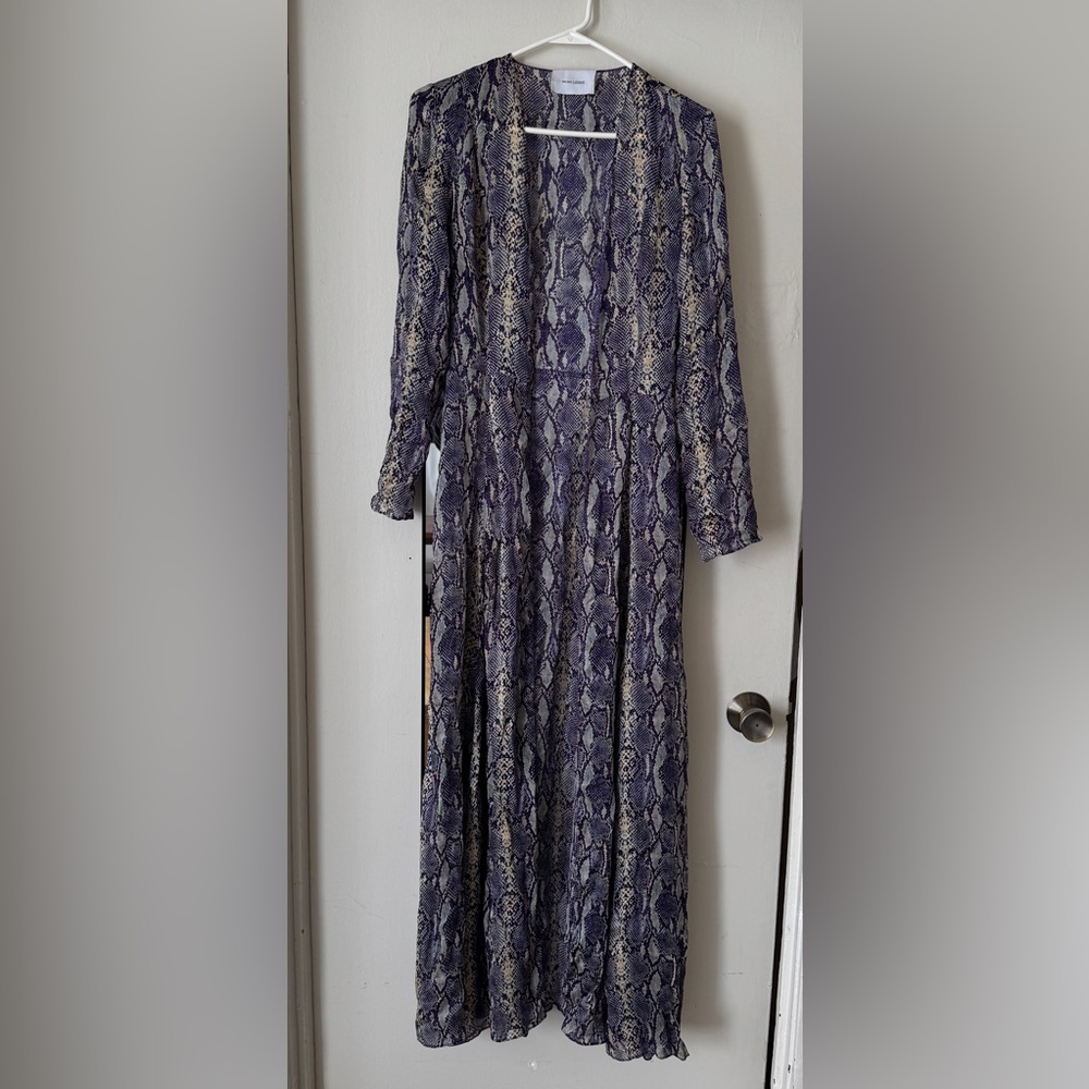 We Are Leone Snake Print Blue Flowy Duster